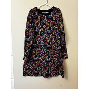 Hanna Andersson NAVY BLUE GEO RAINBOW LONG SLEEVE TEE SHIRT DRESS size 10